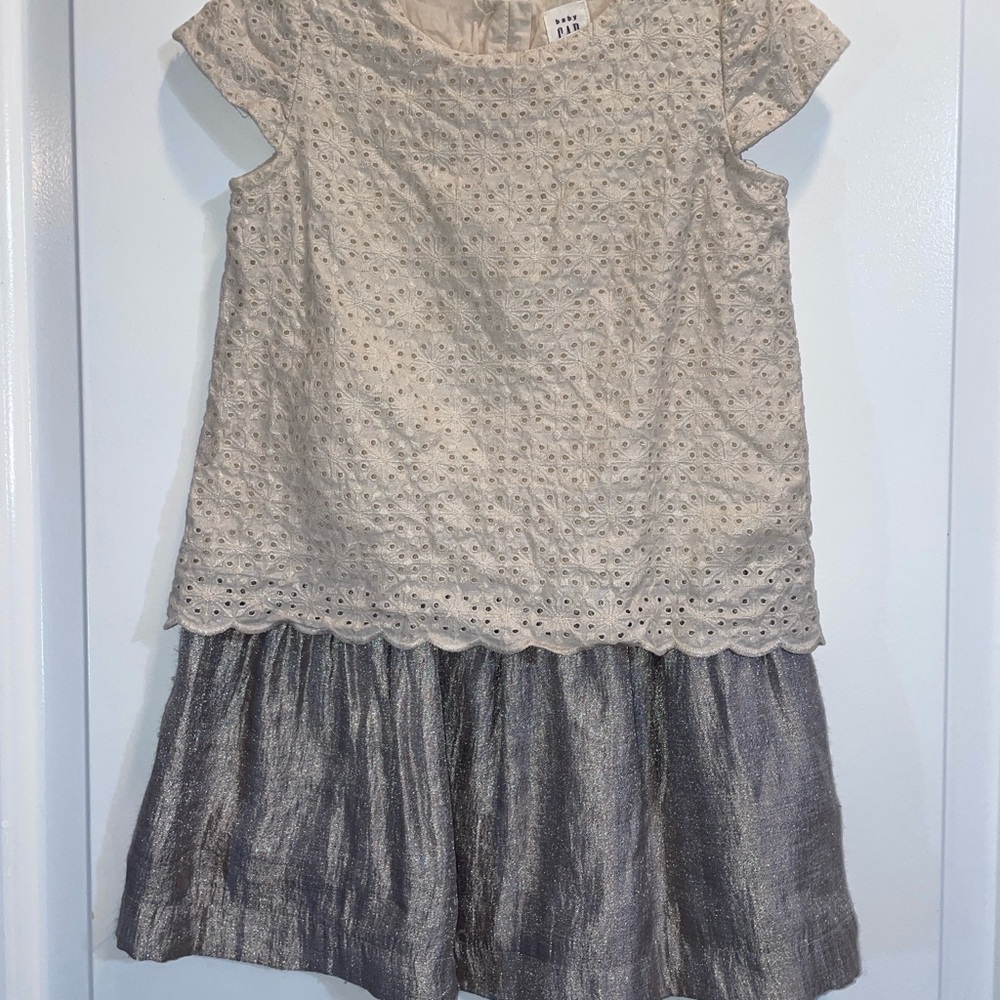 Elegant Cream and Gray Kids Dress